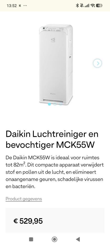 Daikin MCK55W, Elektronische apparatuur, Luchtbehandelingsapparatuur, Ophalen, Luchtreiniger