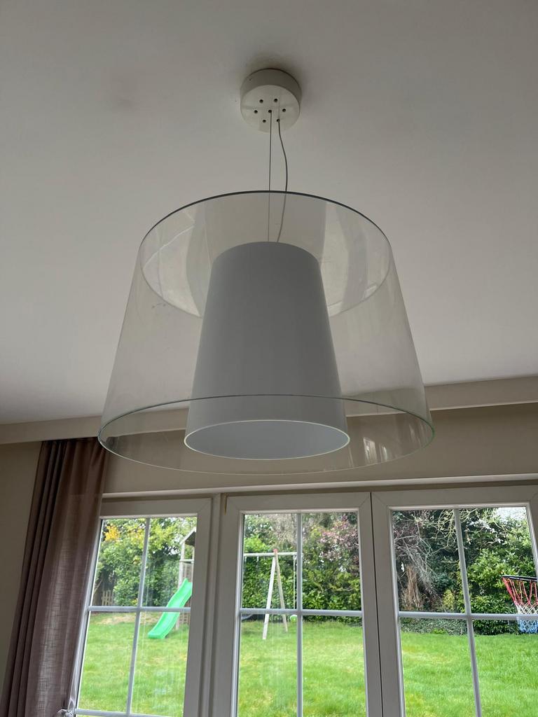 Suspension moderne blanche grand format – design, Maison & Meubles, Moins de 50 cm, Comme neuf, Enlèvement, Autres matériaux