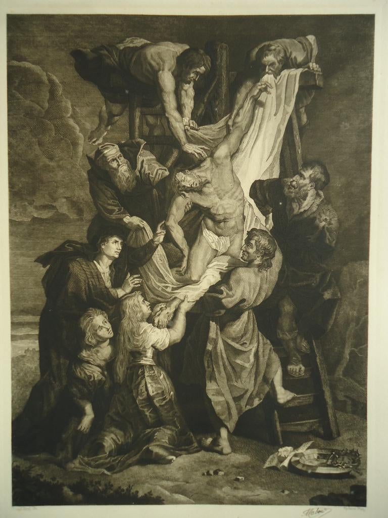 RUBENS kruisafname Auguste CABON sculpsit L gravure eauforte, Antiquités & Art, Art | Eaux-fortes & Gravures, Gravure, Enlèvement