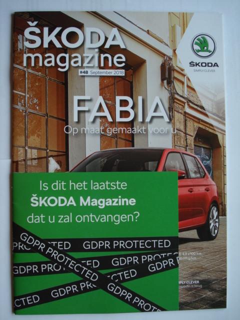 Skoda Magazine 48 september 2018 Fabia Vision X zeppelin Sep, Boeken, Auto's | Folders en Tijdschriften, Zo goed als nieuw, Volkswagen