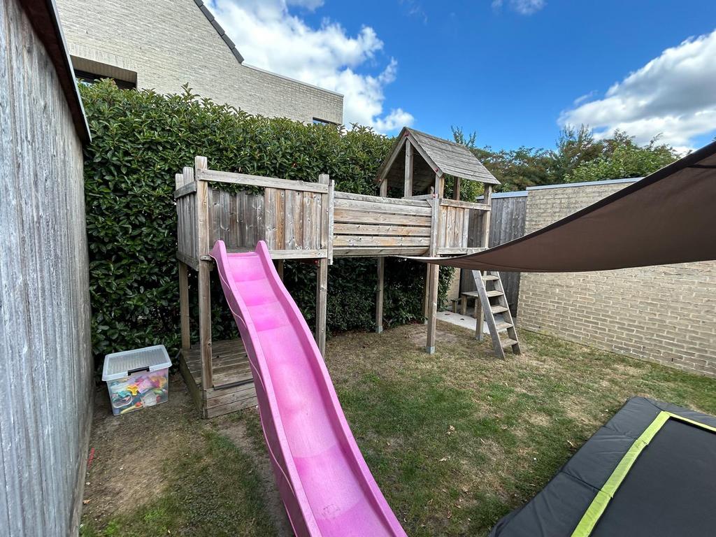 Horta speeltuig met glijbaan, huisje, tunnel en zandbak., Ophalen, Zo goed als nieuw, Hout