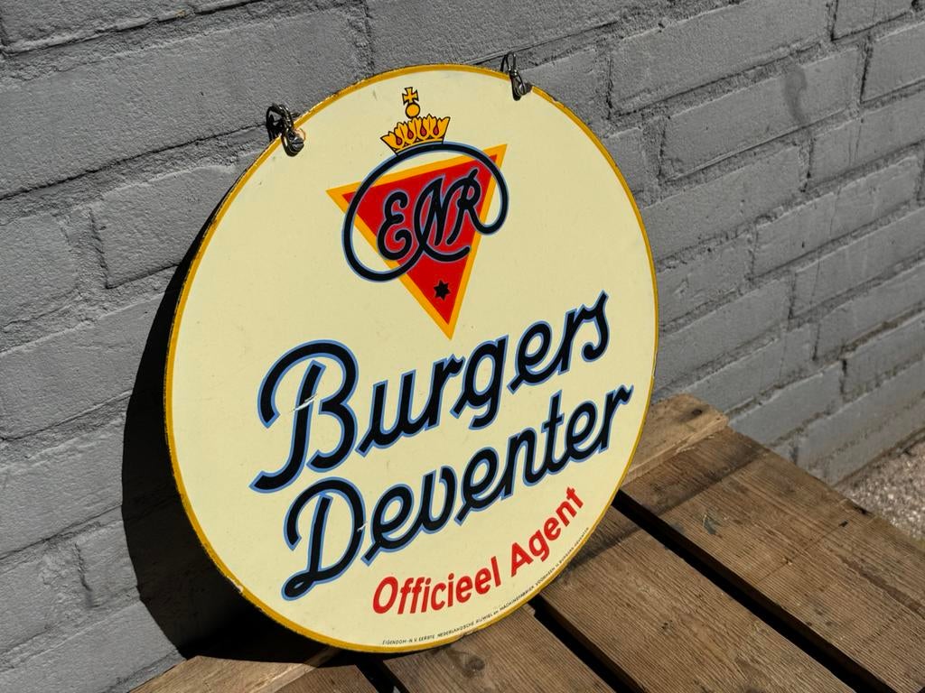 Burgers fietsen ENR oud emaille reclamebord, Ophalen of Verzenden