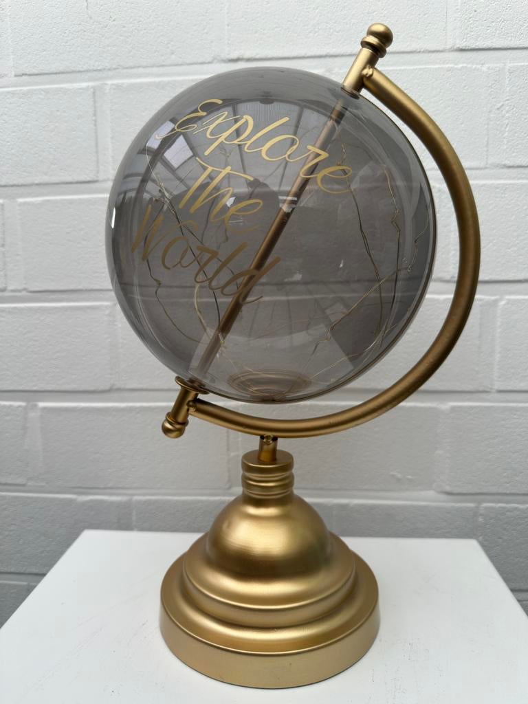 Gouden wereldbol met licht, Ophalen of Verzenden, Verlicht, Zo goed als nieuw