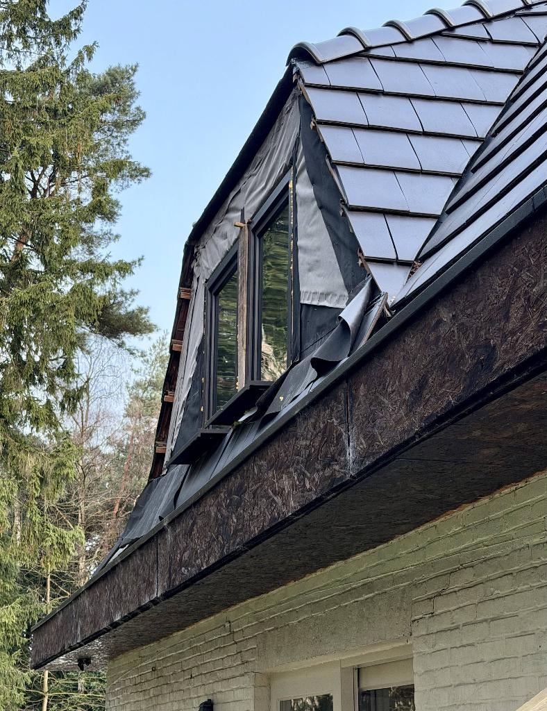 Zwarte betonnen dak en nok pannen, Ophalen, Steen of Klei, Zwart, Zo goed als nieuw