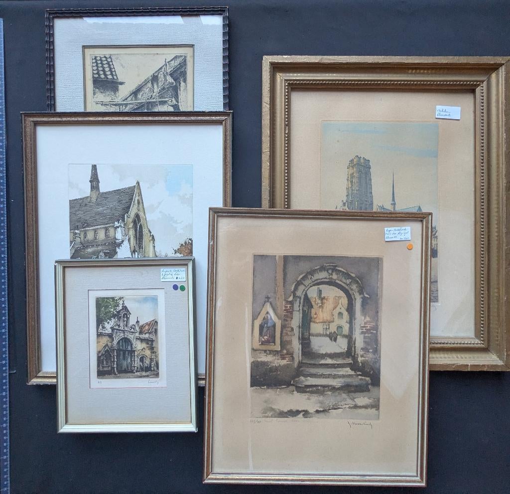 Lot van 16 kaders - Hebbelink,  Baksteen, e.a. - kader, Antiek en Kunst, Kunst | Etsen en Gravures, Ophalen