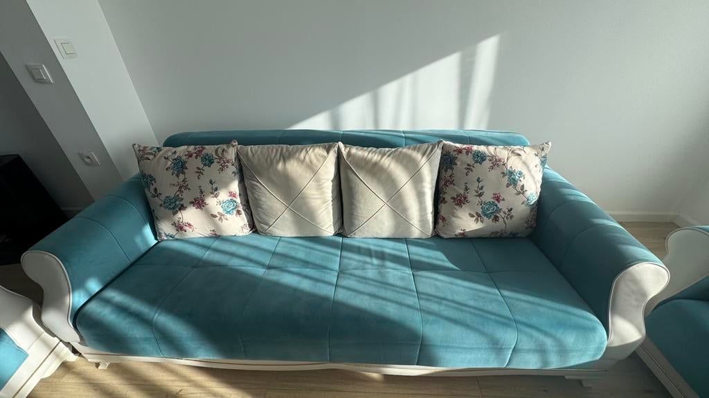 salon İstikbal : 2 à 3 places et 1 à 2 places avec coussins, Maison & Meubles, Enlèvement, Utilisé, Banc droit