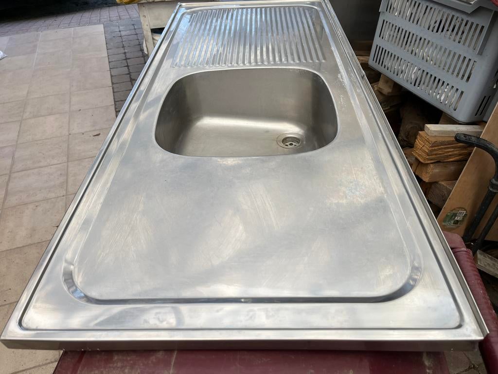 Inox opbouw wasbak afmetingen:1.20 x 50 retro!, Huis en Inrichting, Keuken | Keukenelementen, Ophalen, Gebruikt, Nic.debruyne@gmail.com