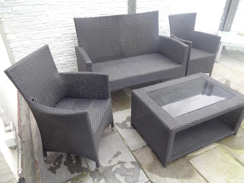 Set de jardin Bois Le Duc pour 4 personnes anthracite, Salons de jardin, Comme neuf, Chaise, Synthétique