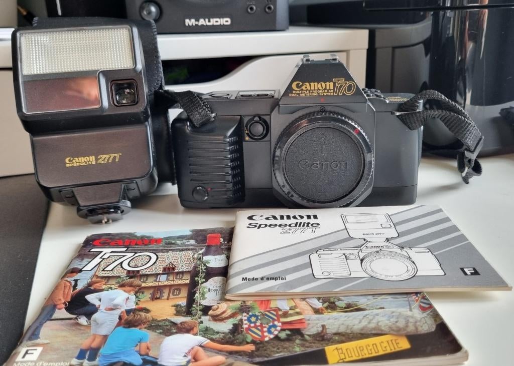 Canon T70 24x36 + flitser = perfecte staat! => €49, Ophalen of Verzenden, Zo goed als nieuw, Spiegelreflex, Canon