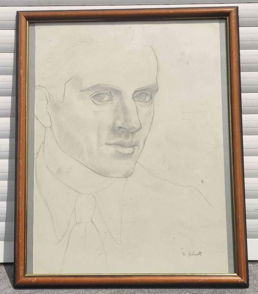 Dessin portrait signe Marcel delmotte, Antiquités & Art, Enlèvement ou Envoi