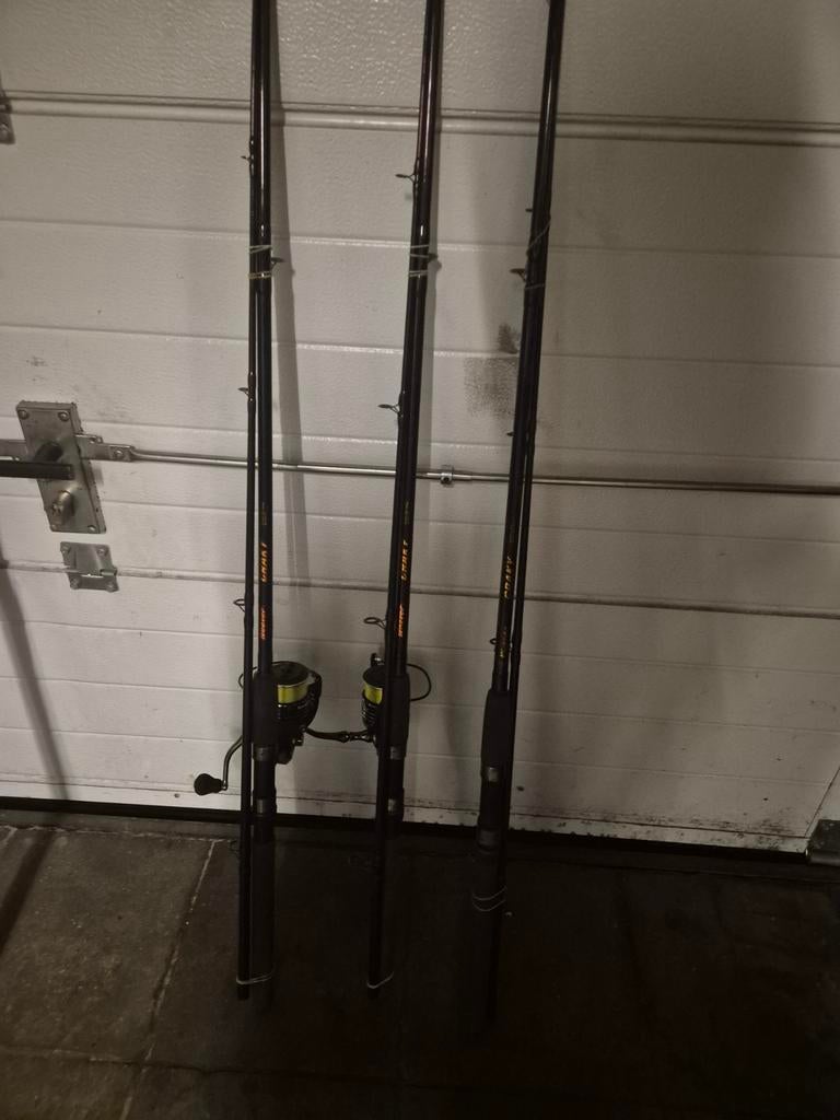 3 stevige hengels 210 cm 100/300gr, Ophalen of Verzenden