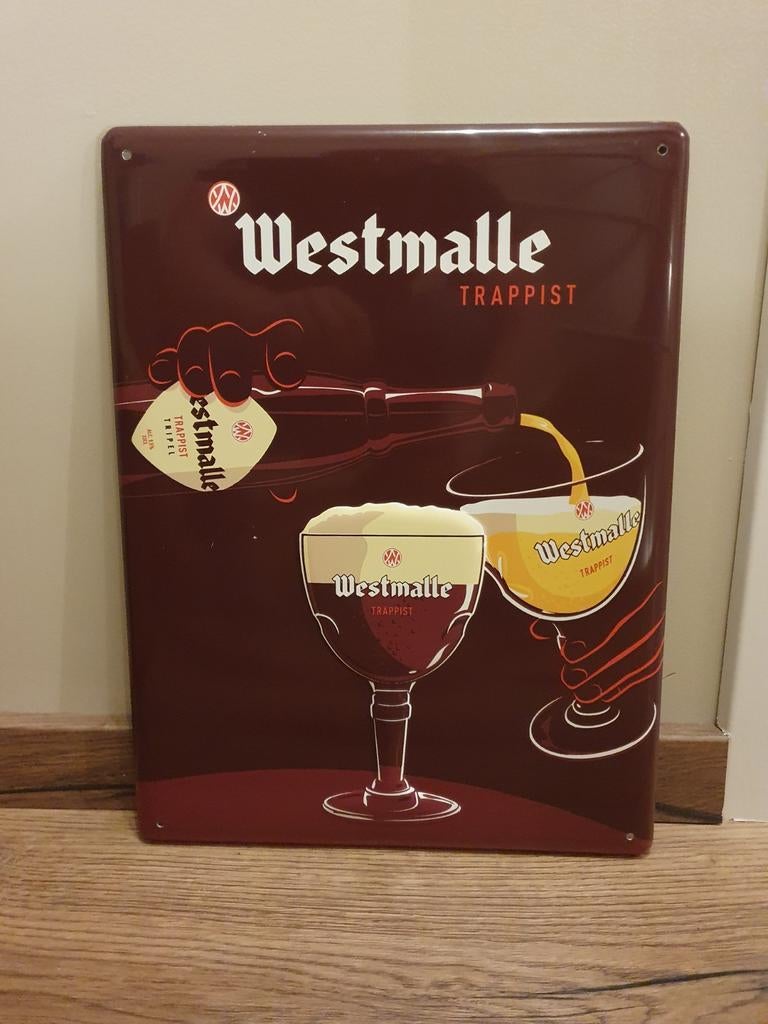 Panneau d'affichage en métal - Westmalle -, Enlèvement ou Envoi, Utilisé, Panneau, Plaque ou Plaquette publicitaire, Autres marques