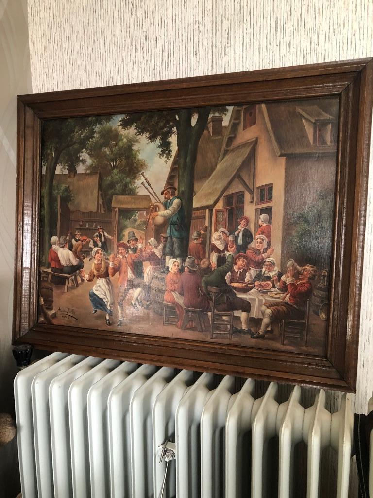 Een prachtig & mooi werk 75 x 55 op doek van 1914-1915, Ophalen of Verzenden