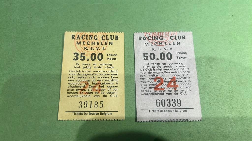 Oude tickets RC Racing Mechelen, Verzenden, Gebruikt