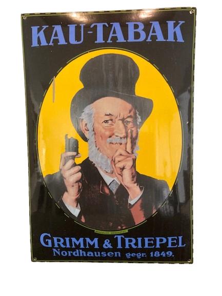 Emaillebord 'Kau Tabak' - Grimm & Triepel', Verzamelen, Reclamebord, Gebruikt, -, -