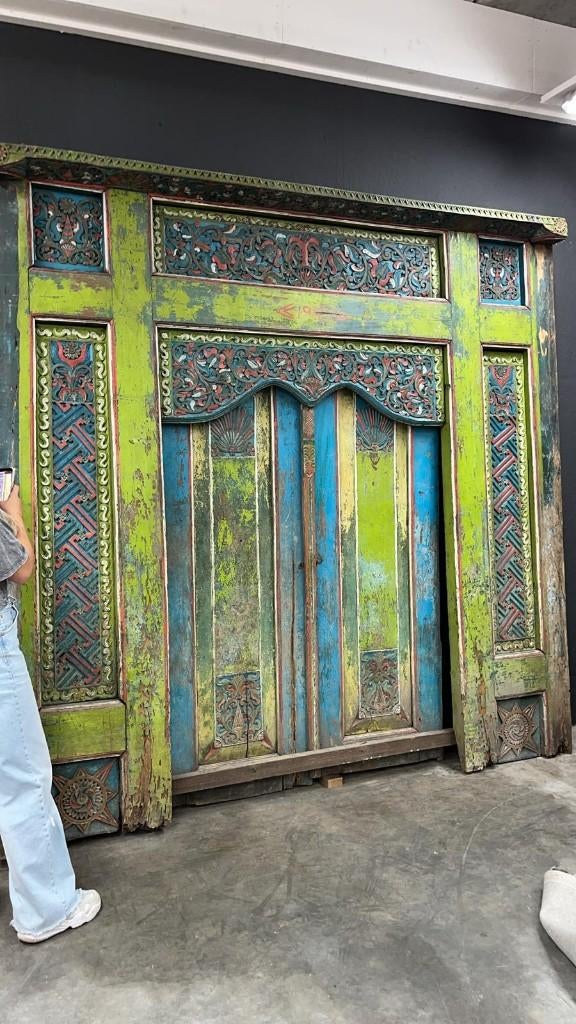 Groot groen kozijn / wandpaneel oud bouwmateriaal, Maison & Meubles, Accessoires pour la Maison | Décorations murale, Neuf, Enlèvement ou Envoi