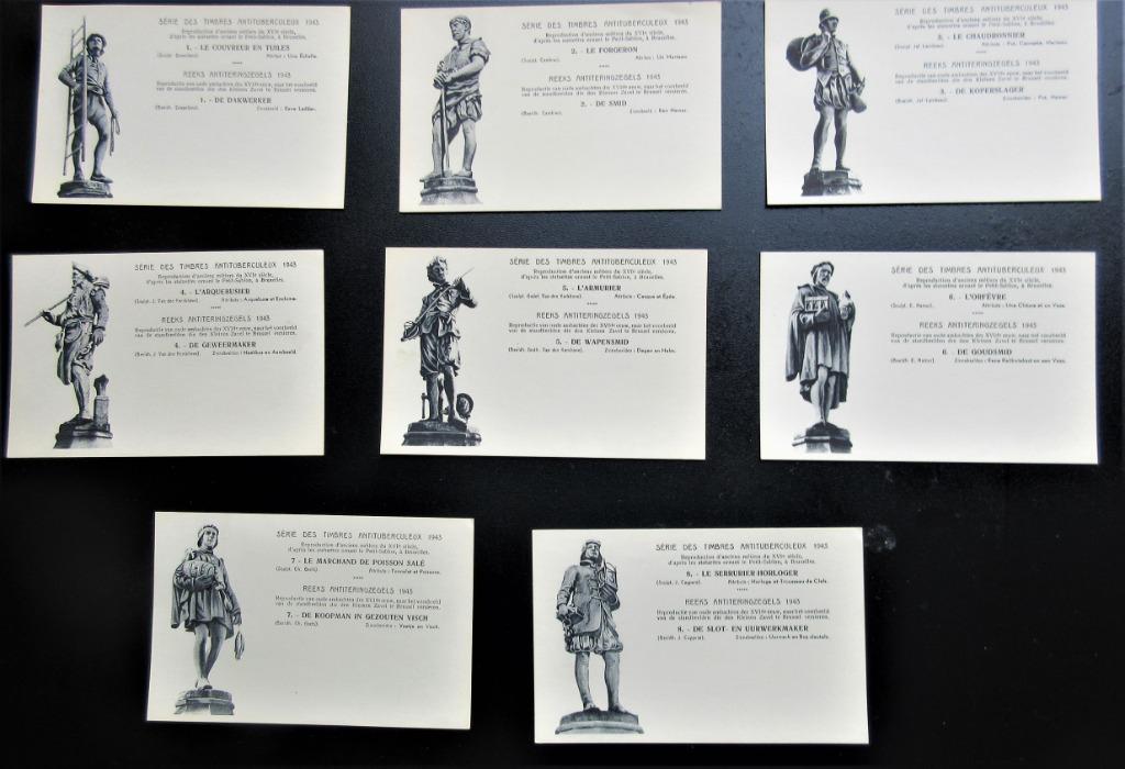 8 kaarten oude ambachten XVIde eeuw, Ophalen of Verzenden, Zo goed als nieuw, 1940 tot 1960, Prent