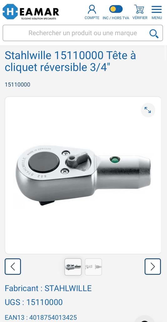 Tête de cliquet 3/4, Neuf