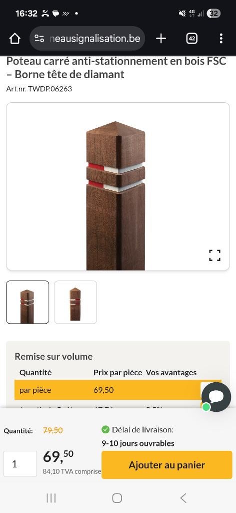 Poteau bois exotique bande reflechissante, Bricolage & Construction, Enlèvement, Neuf, Bois, Autres types