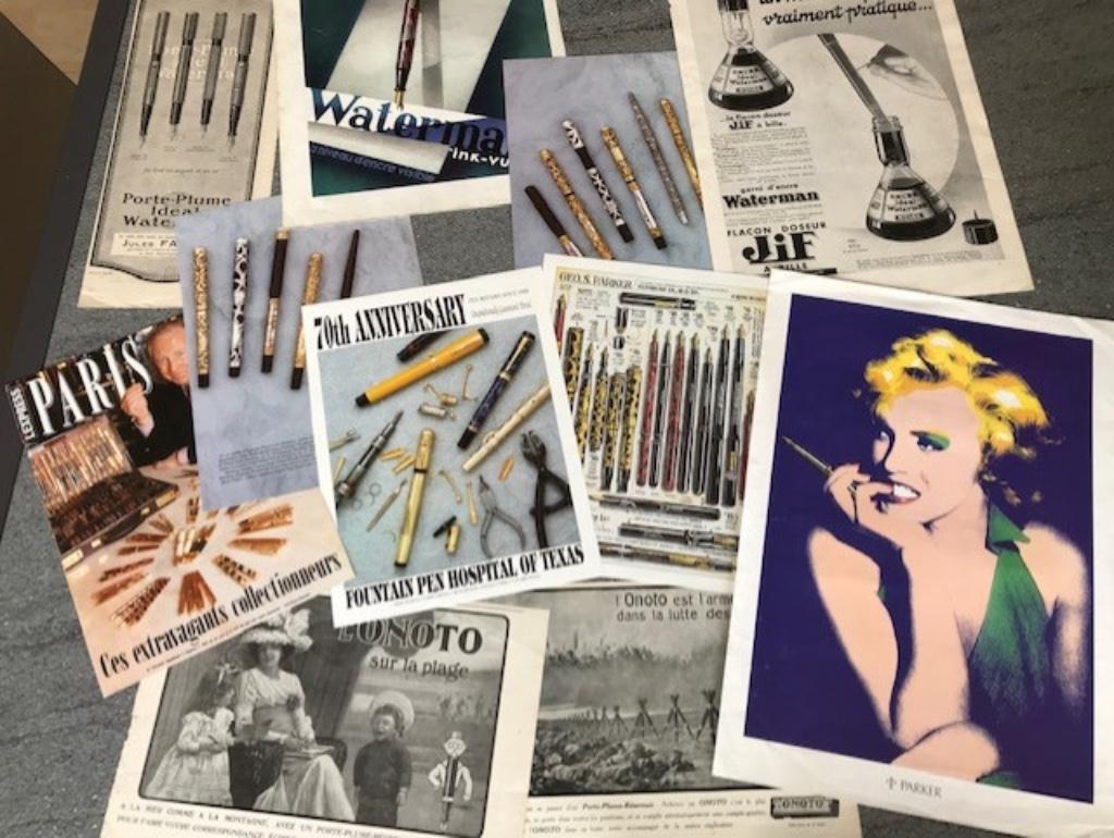 Reclameprenten vintage vulpennen, Ophalen of Verzenden, Zo goed als nieuw, Vulpen, Met reclame