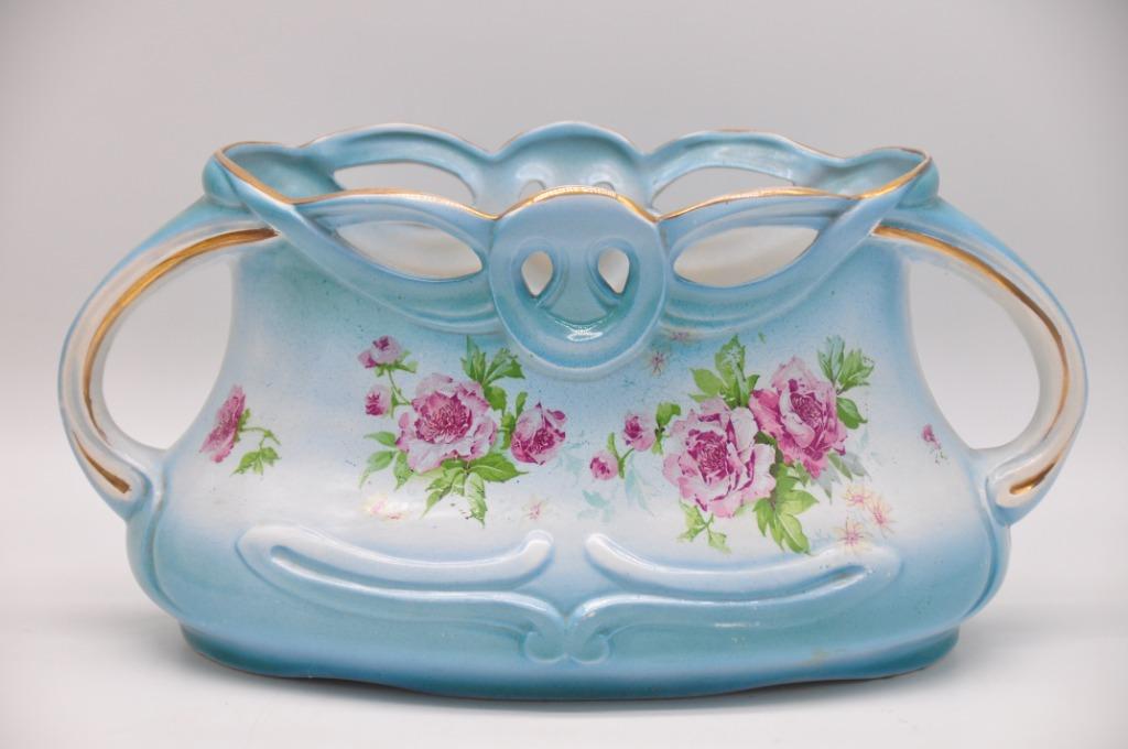 Art nouveau - cache pot - bleu ciel - Saint Ghislain - BE, Antiquités & Art, Enlèvement ou Envoi