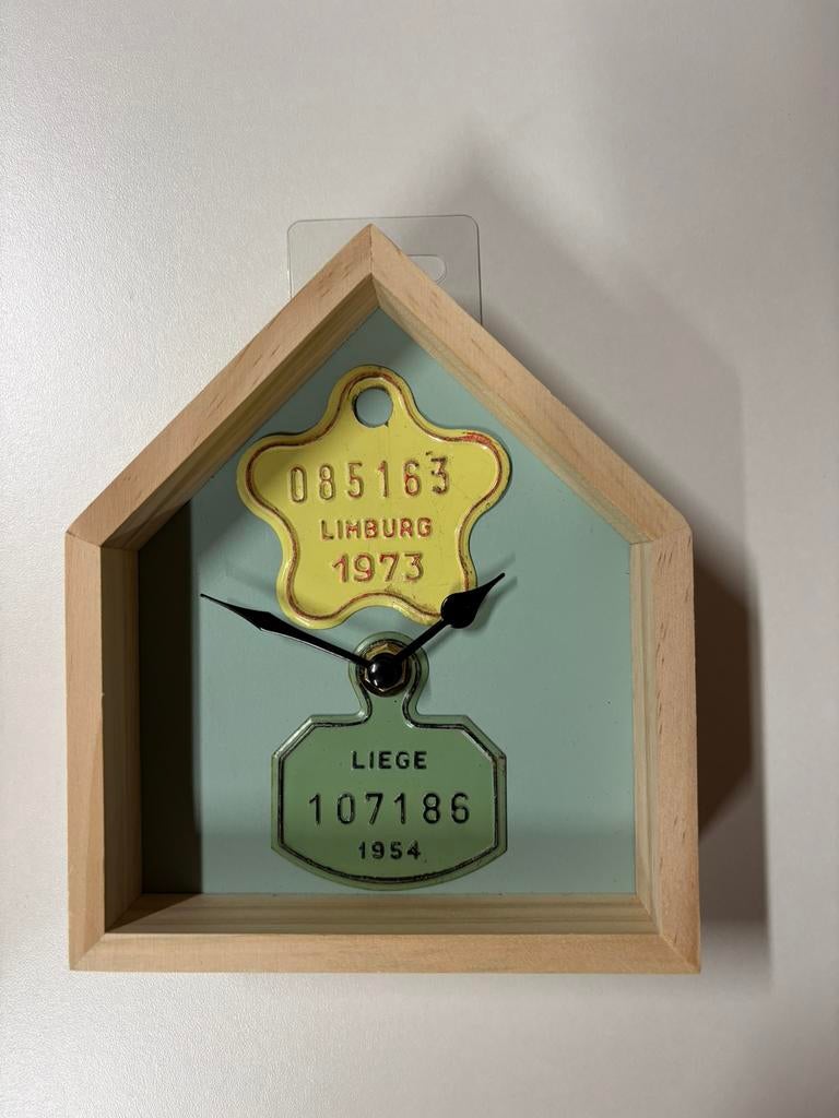 Decoratieve klok met Fietsplaten mancave plaque velo, Ophalen of Verzenden, Nieuw
