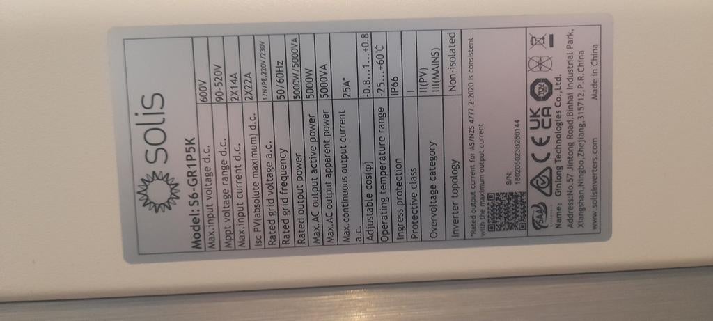 Omvormer solis S6, Enlèvement