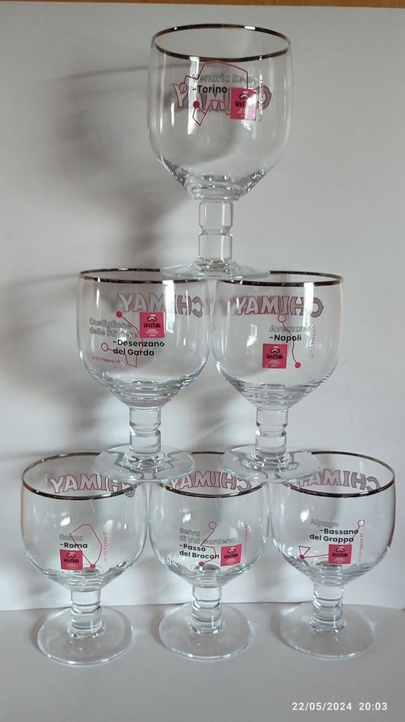 6 verres CHIMAY avec des étapes du GIRO ., Collections, Enlèvement, Neuf, Verre ou Verres, Autres marques