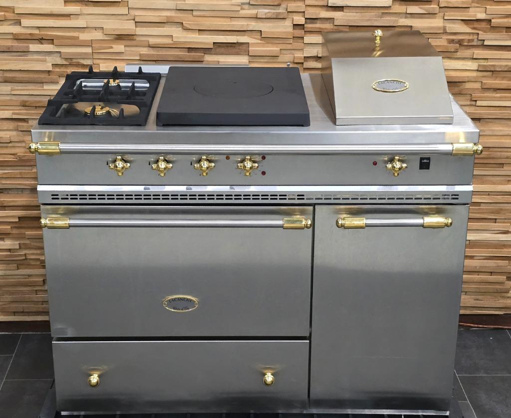 🔥Poêle Lacanche de luxe 110 cm en acier inoxydable et lait, Electroménager, Cuisinières, Comme neuf, Autoportant, 5 zones de cuisson ou plus