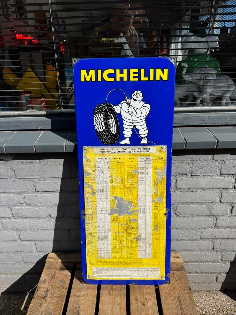 Panneau d'affichage en émail MICHELIN, Collections, Marques & Objets publicitaires, Enlèvement ou Envoi, Utilisé, Panneau publicitaire