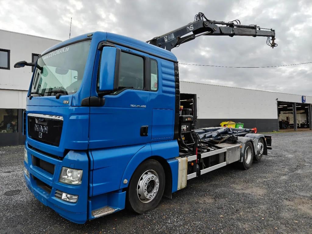 MAN TGX 26.400 Container Hyvalift Crane HIAB 144 (bj 2012), Auto's, Vrachtwagens, Automaat, Euro 5, 400 pk, Blauw