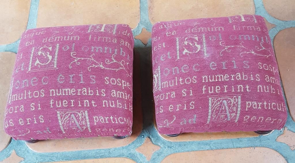 Lot de 2 repose-pieds pouf vintage, Enlèvement, Carré