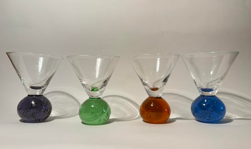 Set van 4 vintage Martini/cocktailglazen uit de jaren 70, Ophalen of Verzenden