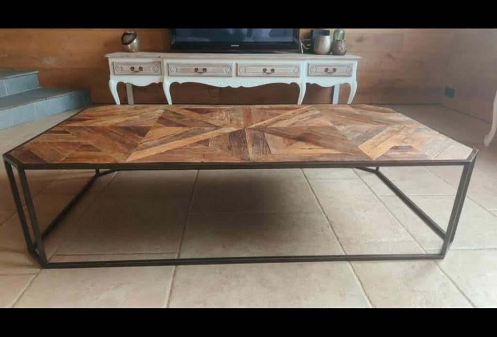 Table salon teck recyclé massif, Maison & Meubles, Enlèvement, Teck