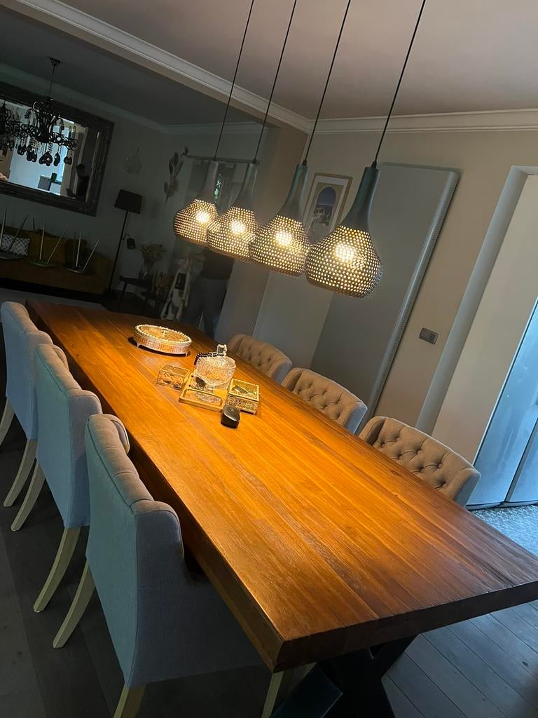 Houten tafel 280x110, Huis en Inrichting, Ophalen, 100 tot 150 cm, 200 cm of meer, Zo goed als nieuw