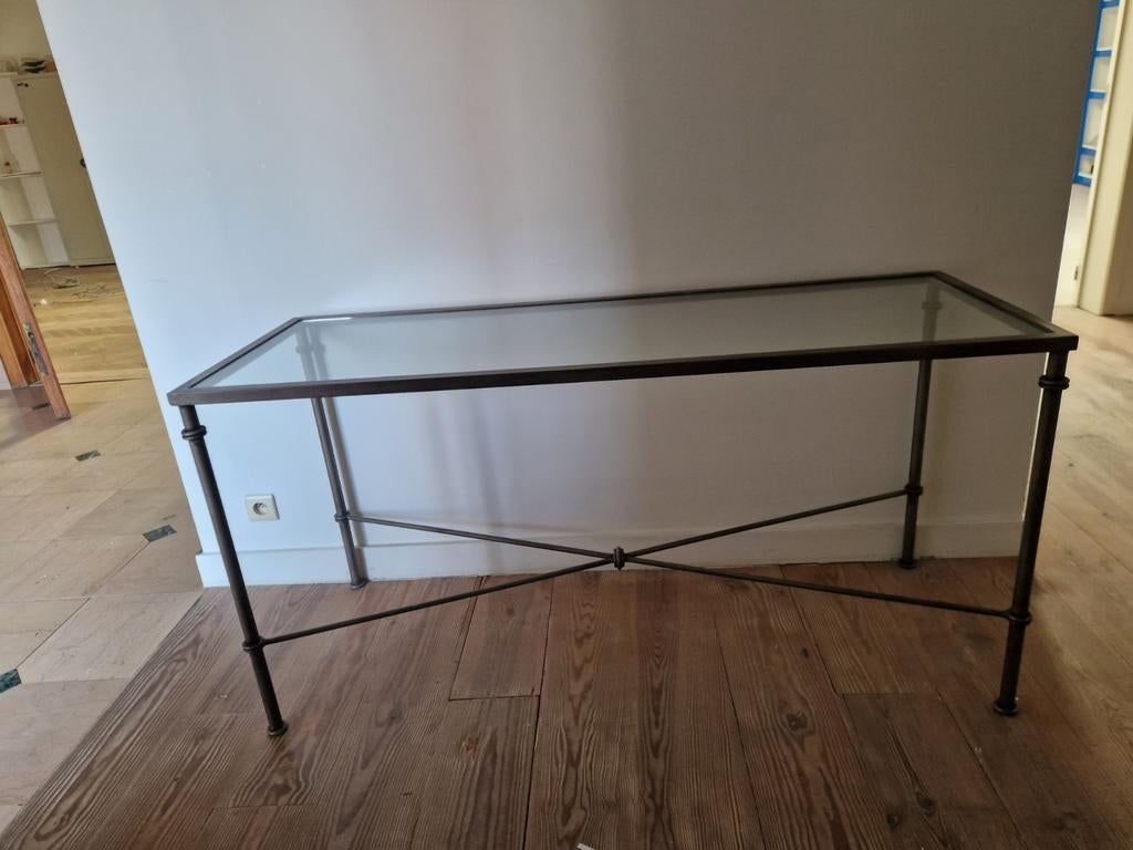 Console en verre avec structure en métal - table d'appoint, Maison & Meubles, Enlèvement, Verre