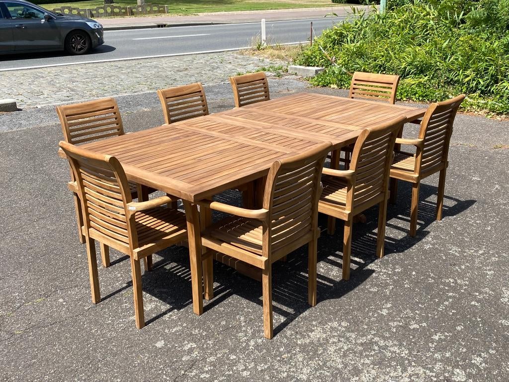 teak tuinset nieuw, Ophalen, Teakhout, Nieuw, 8 zitplaatsen