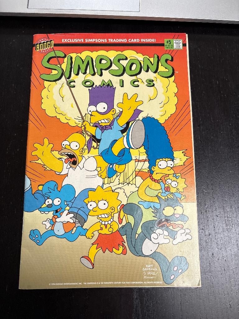 Simpsons Comics 5 - B.C. - (1994) Met originele trading card, Amerika, Ophalen of Verzenden, Gelezen, Eén comic