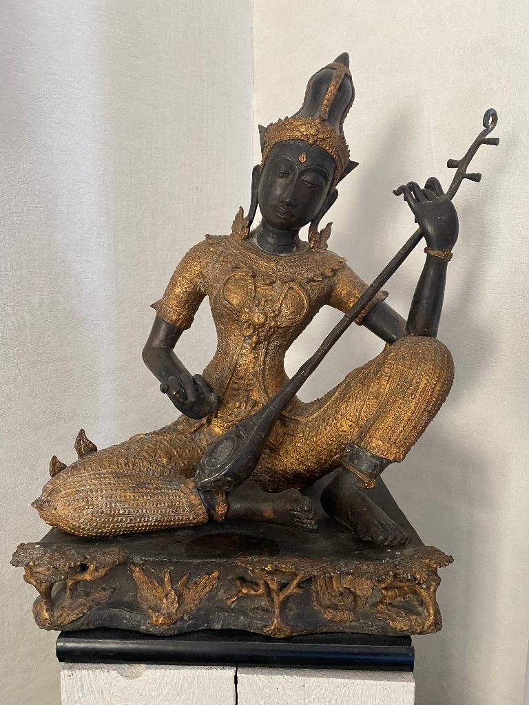 Thais massief bronzen beeld, Antiek en Kunst, Ophalen, Brons