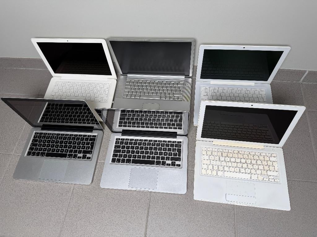 Lot van 6 Apple-laptops voor onderdelen, €17 per stuk, Computers en Software, Ophalen, Niet werkend, MacBook