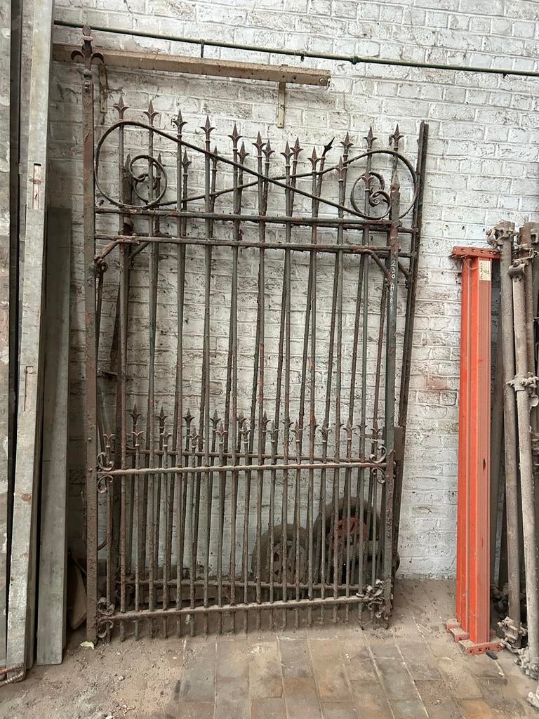 Dubbele smeedijzeren poort, Tuin en Terras, Tuinpoorten, Ophalen, Gebruikt, 200 cm of meer, Draaipoort