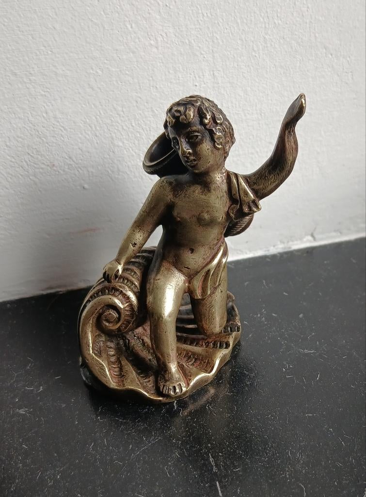 Statuette Ange Putto Ancien - Bronze Doré 7cm, Envoi