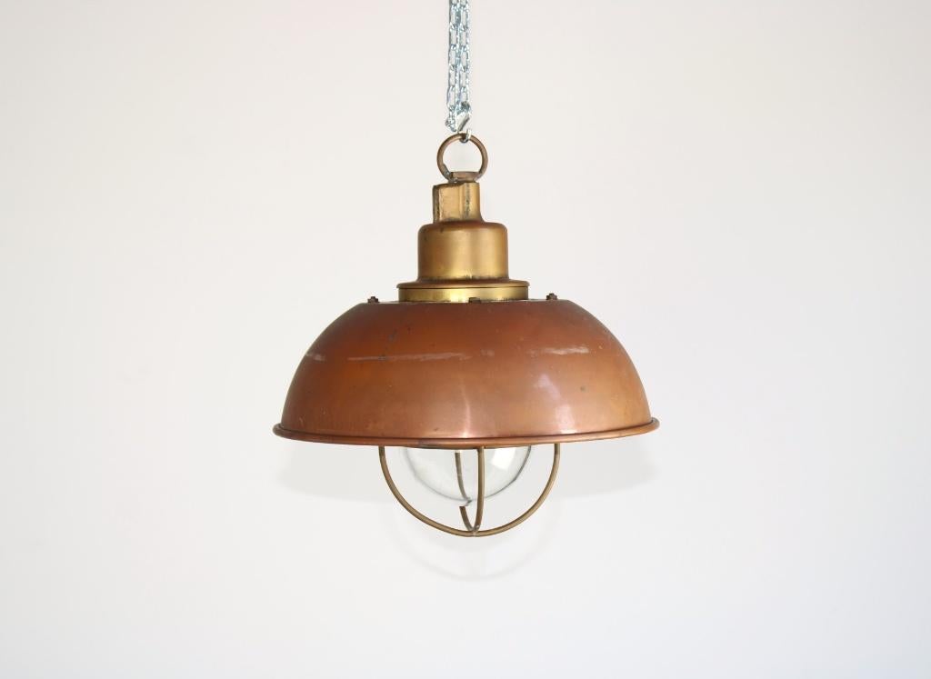 koperen scheepslamp, Antiek en Kunst, Antiek | Verlichting, Ophalen of Verzenden