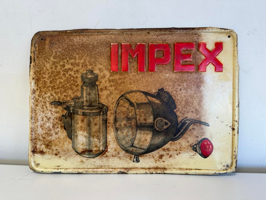 Enseigne publicitaire lampes de vélo IMPEX, Collections, Enlèvement ou Envoi, Utilisé, Panneau publicitaire