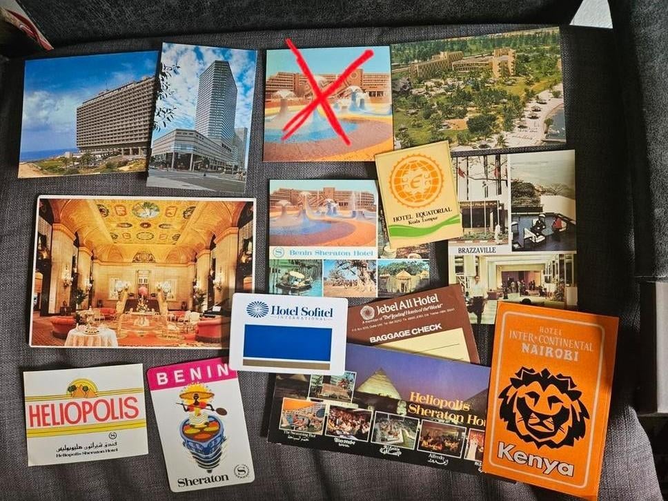 Verzameling HOTEL postkaarten en stickers, Ophalen of Verzenden