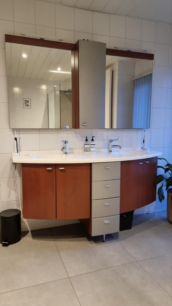 Badkamermeubel Detremmerie – dubbele wastafel + spiegelkast, Maison & Meubles, Enlèvement, Armoire à miroir