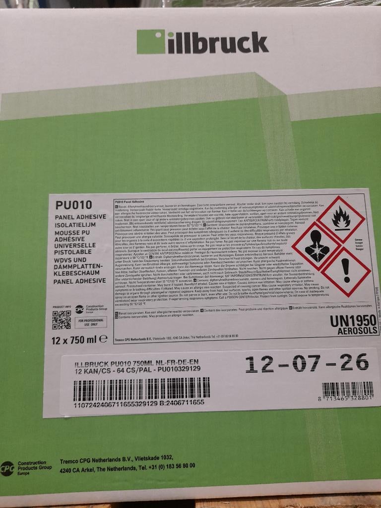 PU020 PU010 isolatie lijmschuim Illbruck isolatiemateriaal, Ophalen of Verzenden, Nieuw