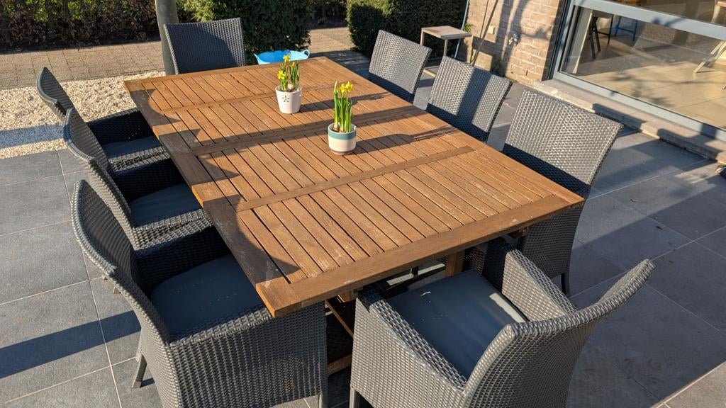 Tuinset - tafel & 8 stoelen (6-10 personen), Ophalen, Gebruikt, Meer dan 8 zitplaatsen, Tuinset