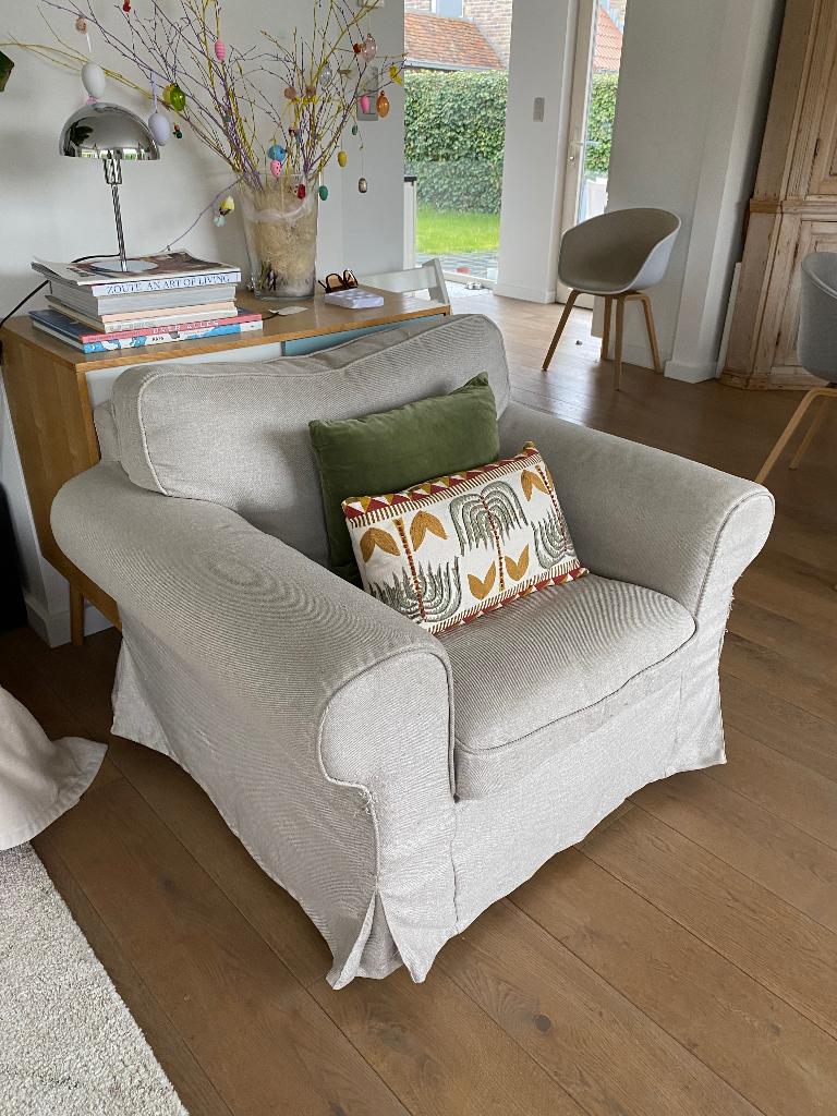 Zetel 3-zit Ektorp, Huis en Inrichting, Ophalen, Gebruikt, Driepersoons, Rechte bank