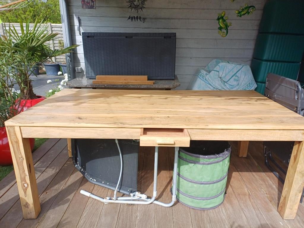 Teak tafel, Huis en Inrichting, Tafels | Eettafels, Ophalen, Teakhout, 50 tot 100 cm, Zo goed als nieuw